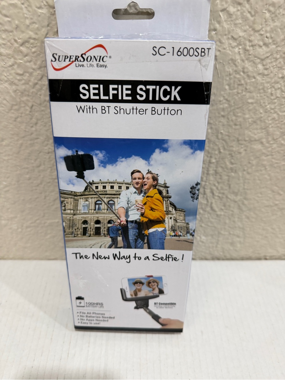 SuperSonic SC-1600SBT Bluetooth Selfie Stick Monopod Shutter Button New Sealed